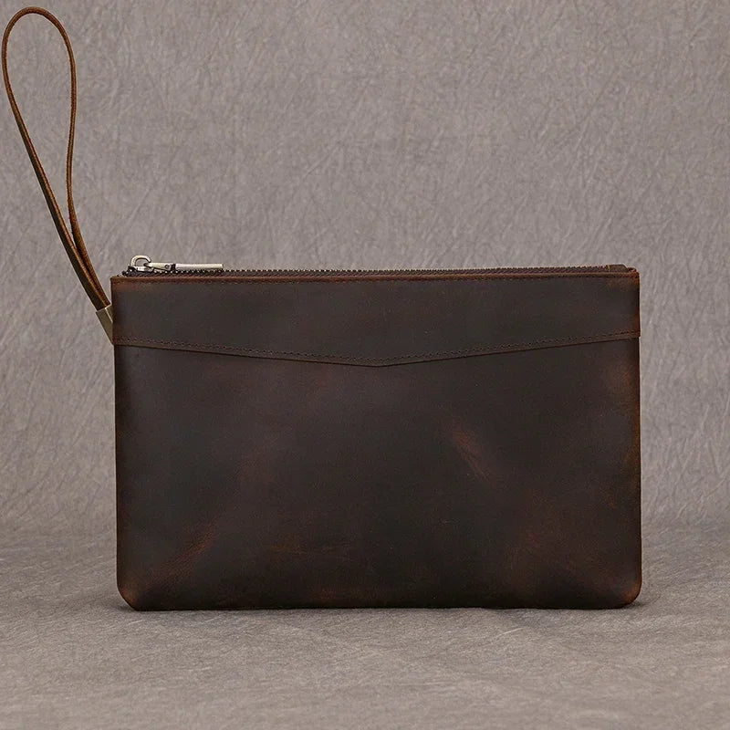 Men’s Leather Card Holder Wallet - 6-Slot Wrist Pouch