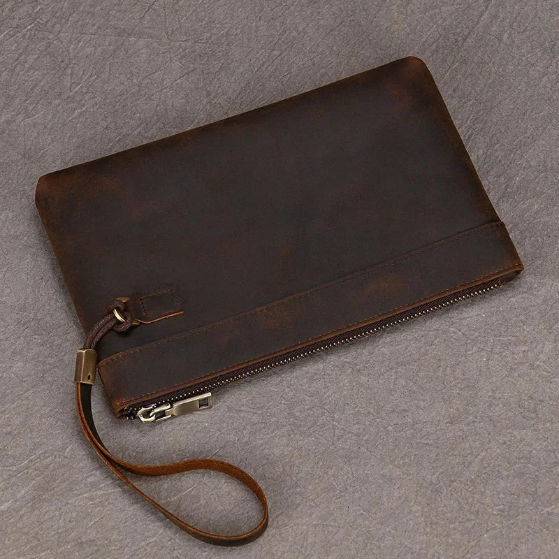 Men’s Leather Card Holder Wallet - 6-Slot Wrist Pouch