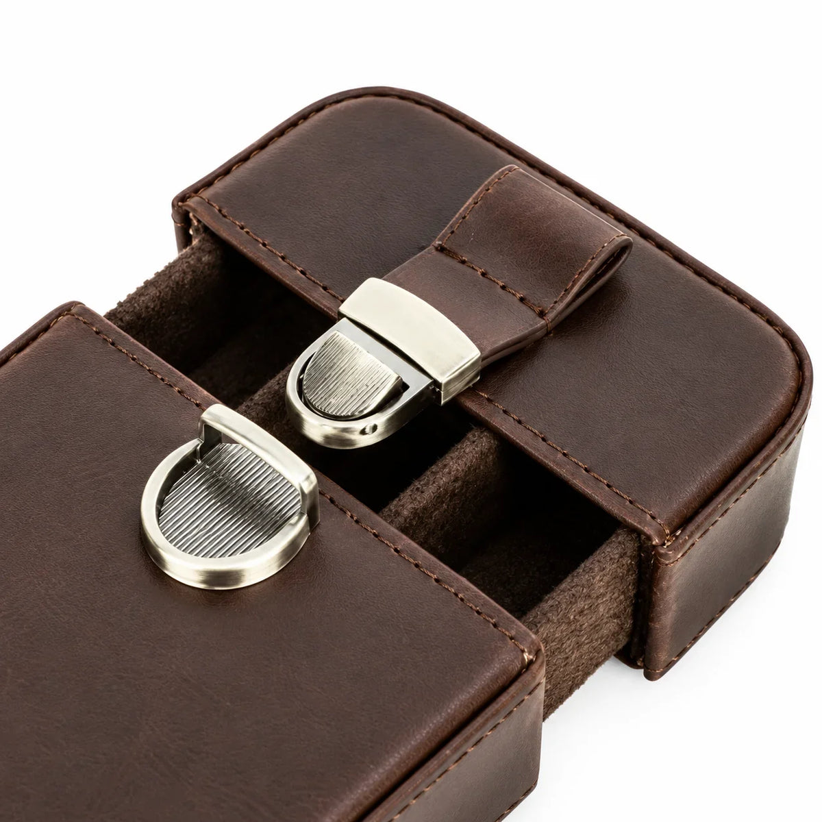 Men’s Leather Cigar Case - 3-Cigar Travel Holder - Brown