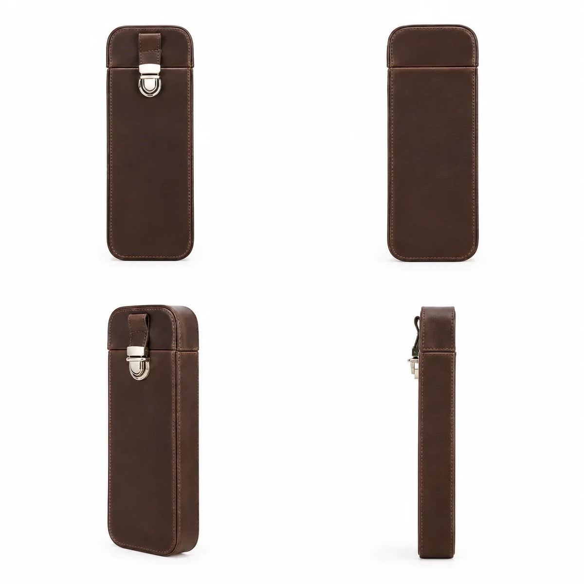 Men’s Leather Cigar Case - 3-Cigar Travel Holder - Brown