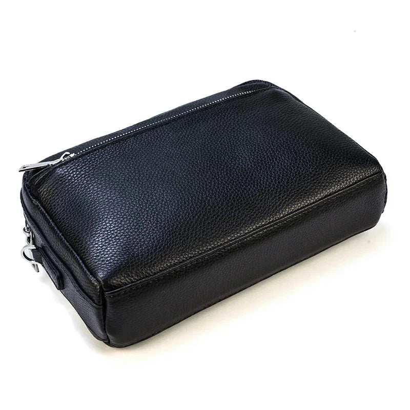 Men’s Leather Clutch Bag - Detachable Crossbody Strap