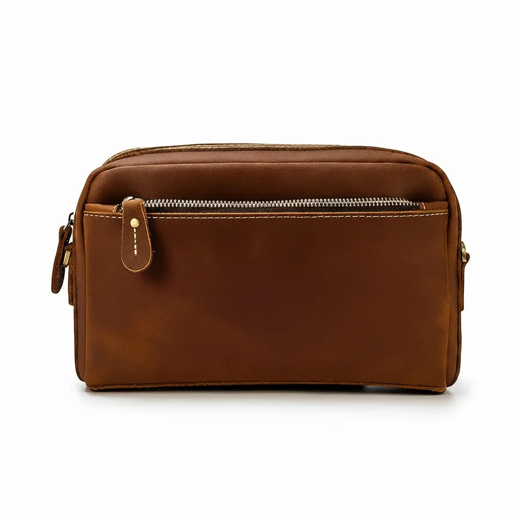Men’s Leather Clutch Bag - Detachable Crossbody Strap