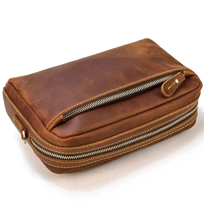Men’s Leather Clutch Bag - Detachable Crossbody Strap