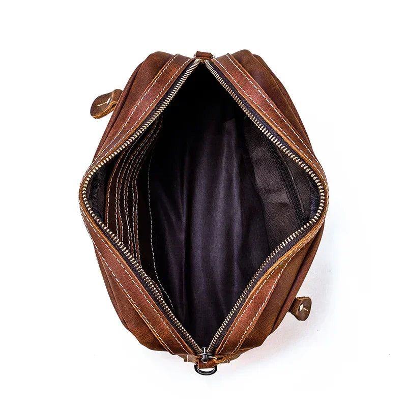 Men’s Leather Clutch Bag - Detachable Crossbody Strap