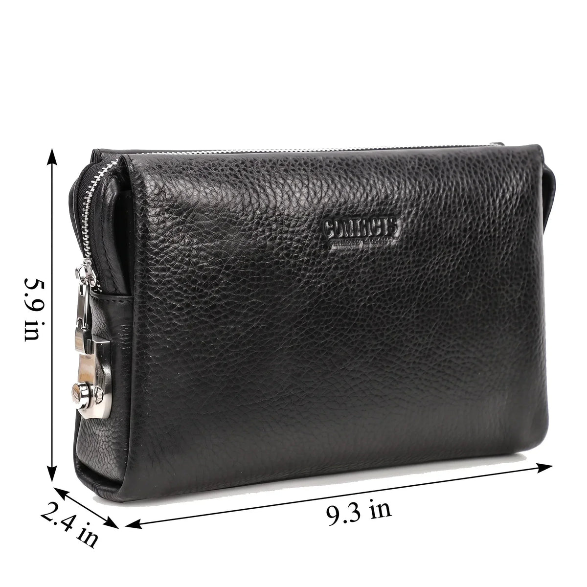 Men’s Leather Clutch Bag with Combination Lock - Secure Travel Case