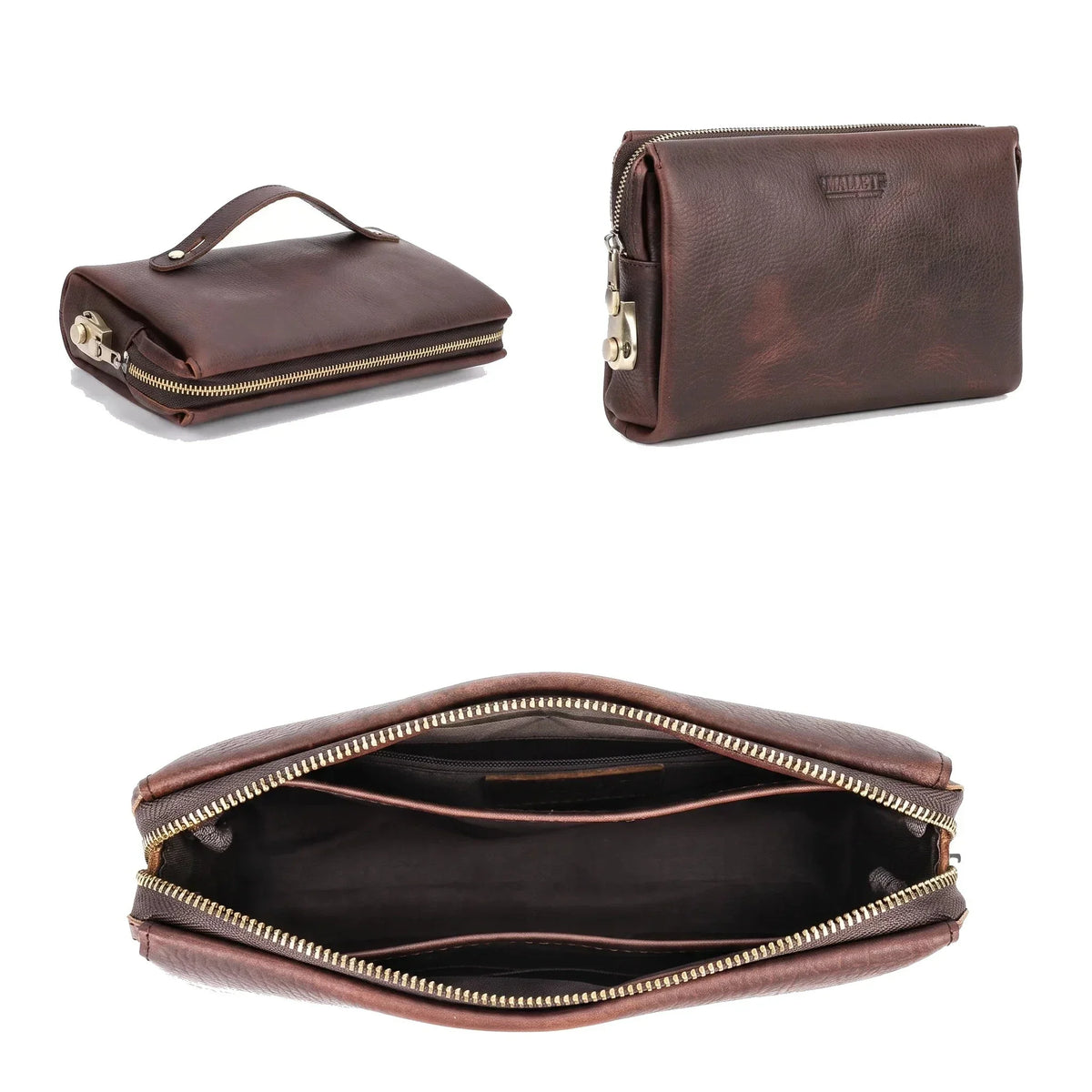 Men’s Leather Clutch Bag with Combination Lock - Secure Travel Case