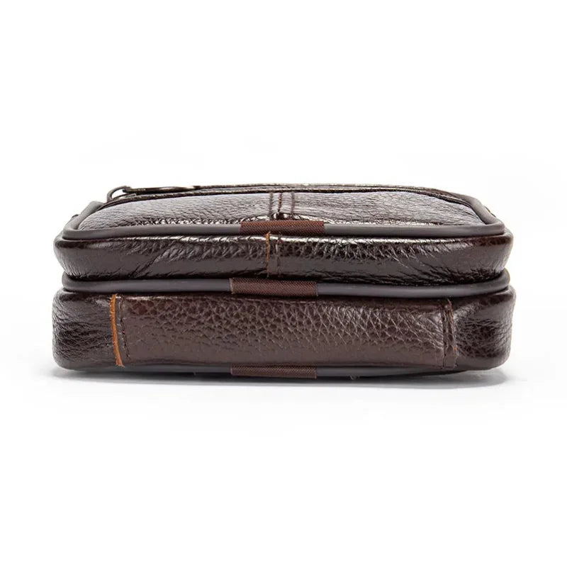 Men’s Leather Crossbody Bag - Compact 4-Pocket Organizer