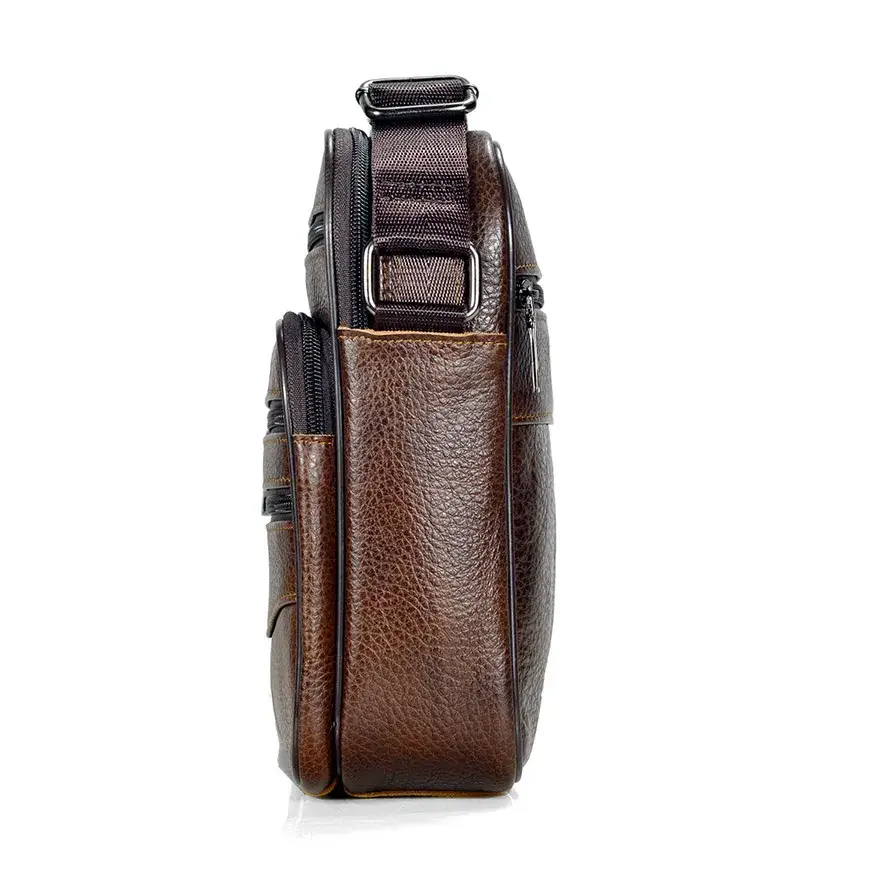Men’s Leather Crossbody Bag – Compact Multi-Pocket Everyday Bag