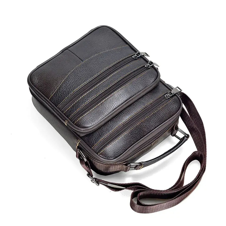 Men’s Leather Crossbody Bag – Compact Multi-Pocket Everyday Bag