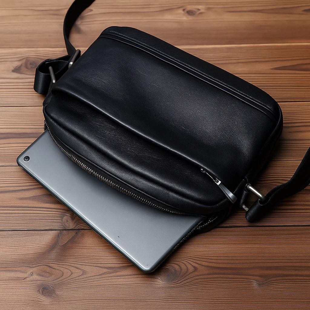 Men’s Leather Crossbody Bag - Compact Everyday Carry Bag