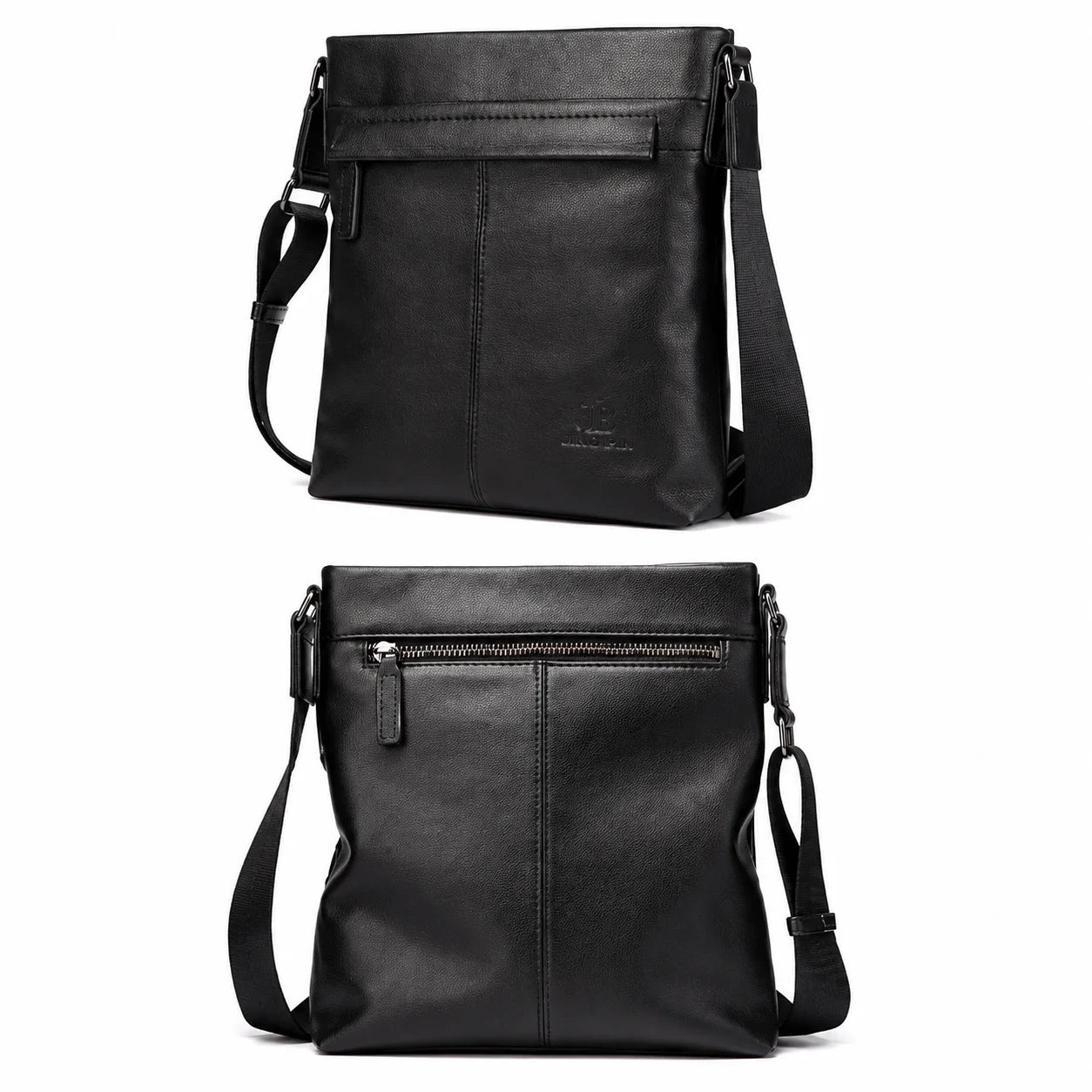 Men’s Leather Crossbody Bag - Front Zip Pocket Everyday Carry