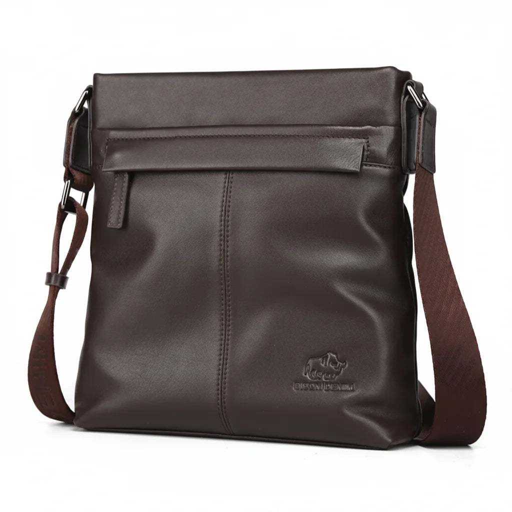 Men’s Leather Crossbody Bag - Front Zip Pocket Everyday Carry