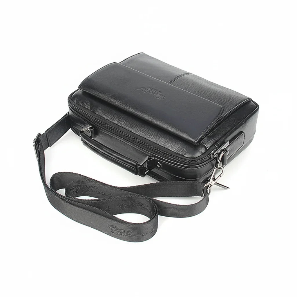 Men’s Leather Crossbody Bag - Multi-Pocket Organizer Bag