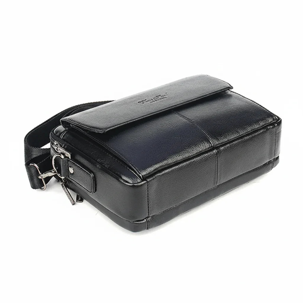 Men’s Leather Crossbody Bag - Multi-Pocket Organizer Bag