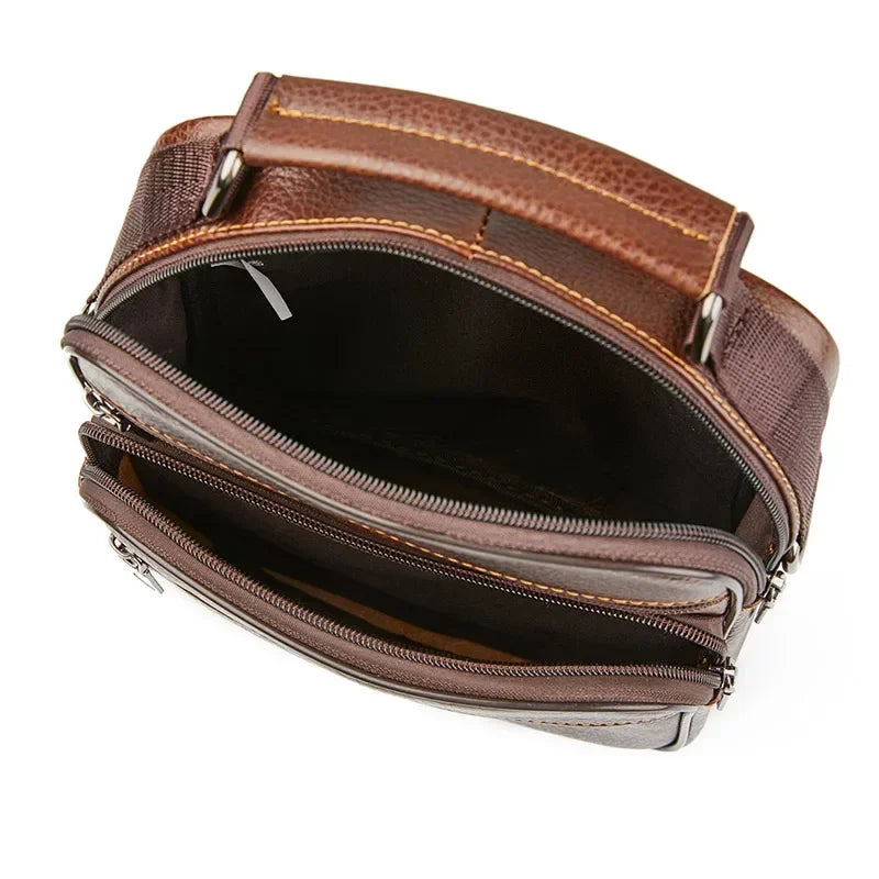 Men’s Leather Crossbody Bag – Multi-Pocket Urban Shoulder Bag