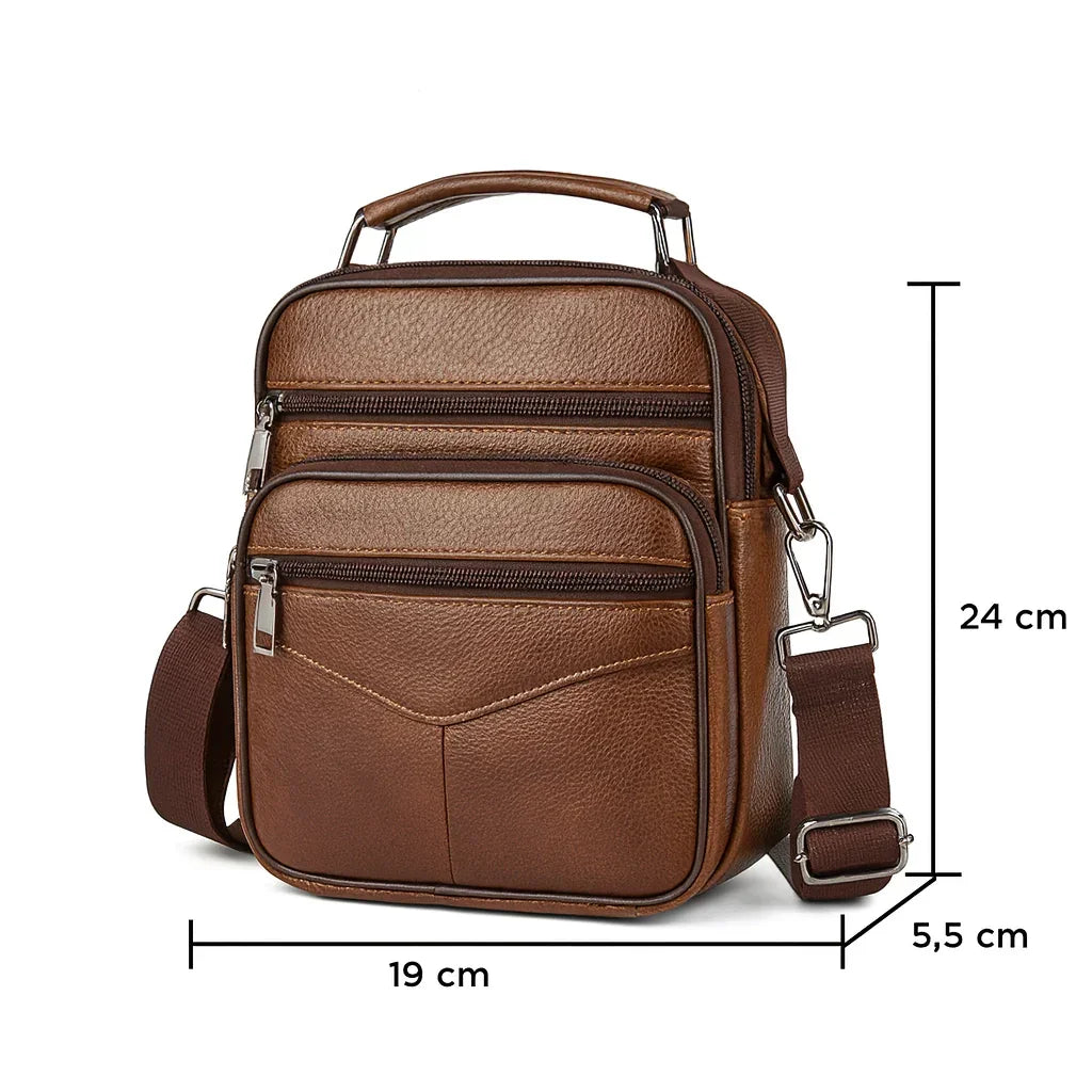 Men’s Leather Crossbody Bag – Multi-Pocket Urban Shoulder Bag