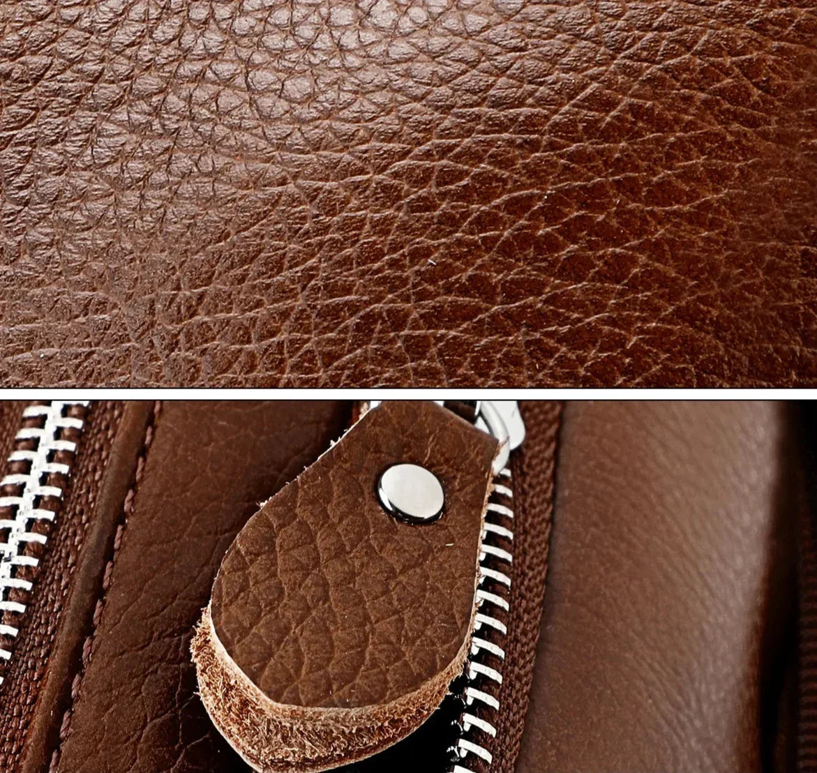 Men’s Leather Crossbody Bag - Padded Strap Front Pocket