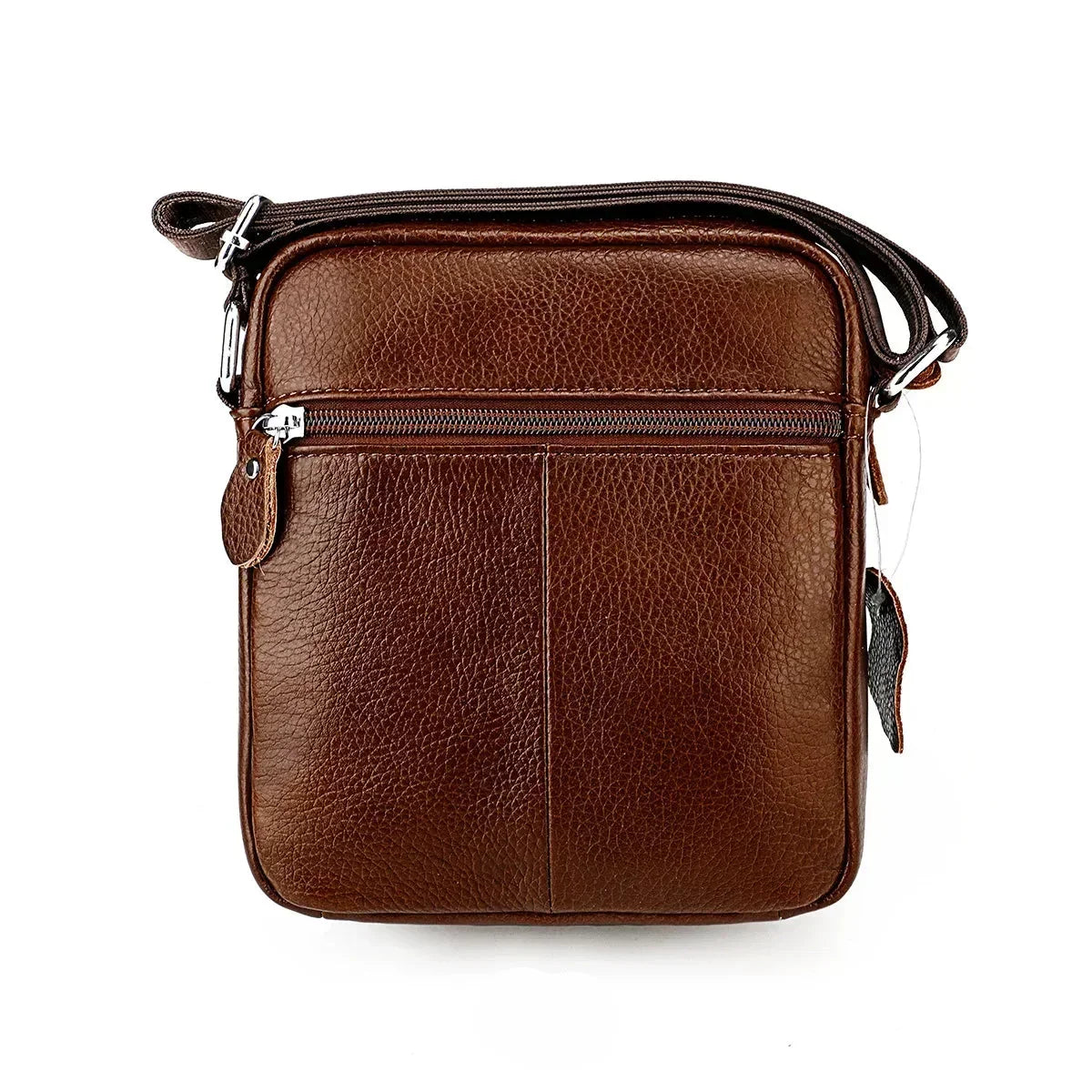 Men’s Leather Crossbody Bag - Padded Strap Front Pocket