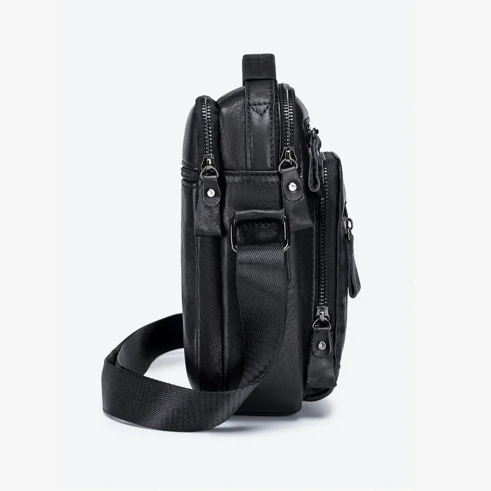 Men’s Leather Crossbody Bag – Small Multi-Pocket Everyday Carry