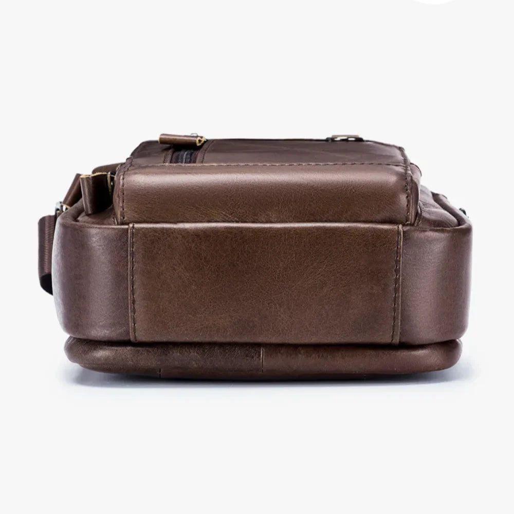 Men’s Leather Crossbody Bag – Small Multi-Pocket Everyday Carry