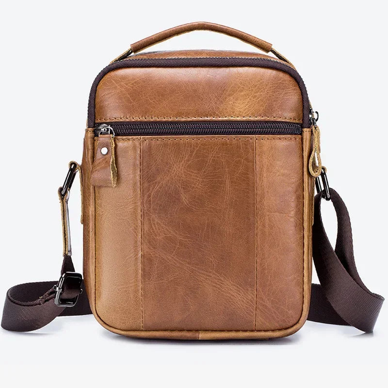 Men’s Leather Crossbody Bag – Small Multi-Pocket Everyday Carry