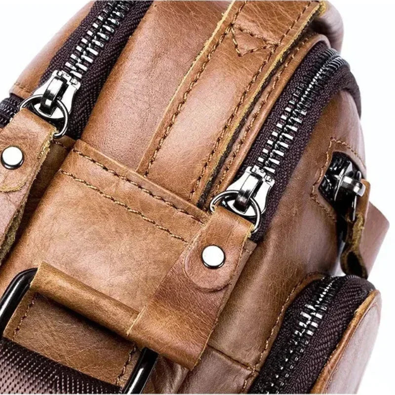 Men’s Leather Crossbody Bag – Small Multi-Pocket Everyday Carry