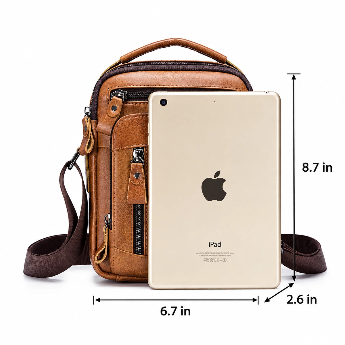 Men’s Leather Crossbody Bag – Small Multi-Pocket Everyday Carry
