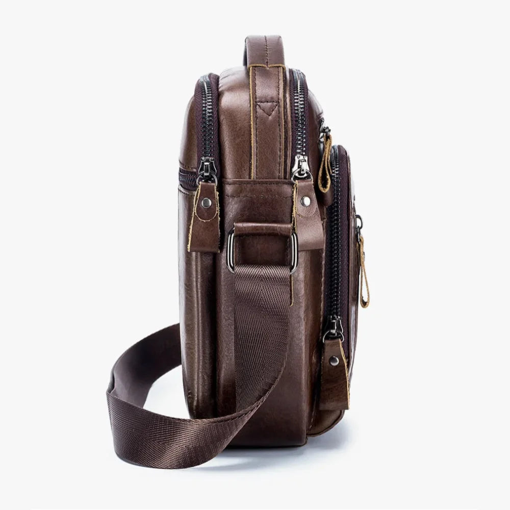 Men’s Leather Crossbody Bag – Small Multi-Pocket Everyday Carry