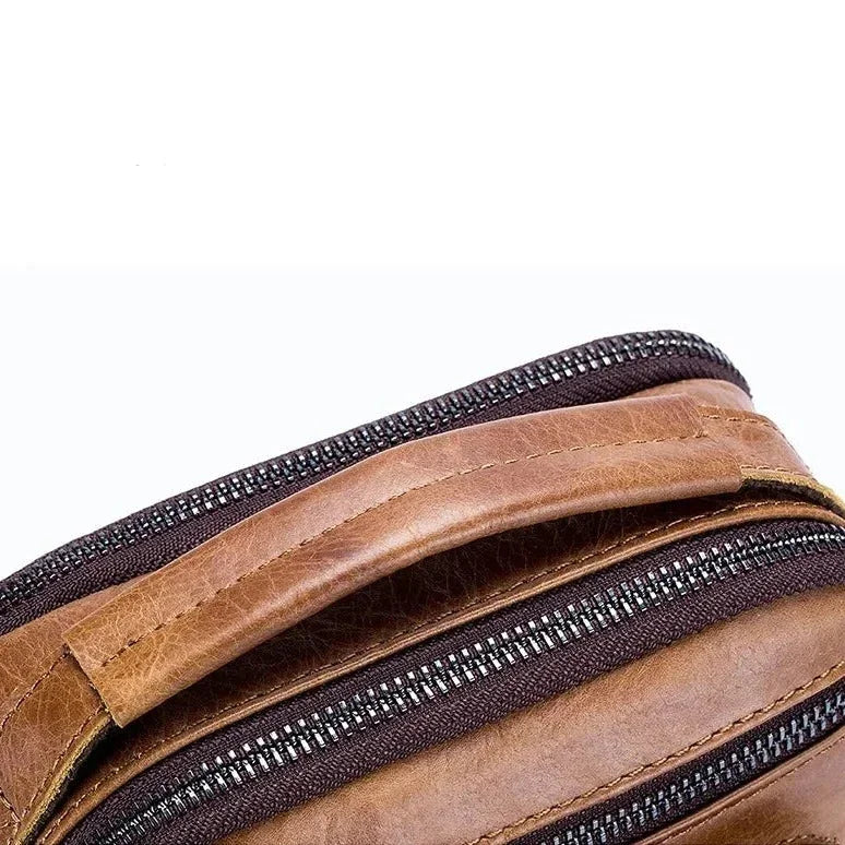Men’s Leather Crossbody Bag – Small Multi-Pocket Everyday Carry