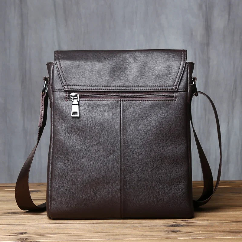 Men’s Leather Crossbody Bag - Vertical Flap Tablet Bag