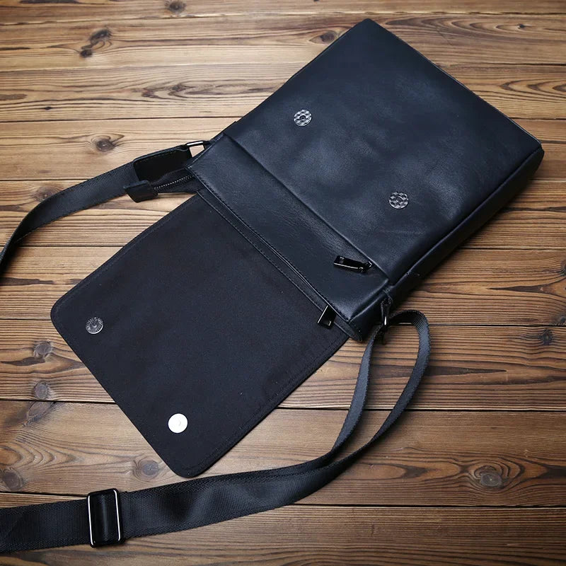 Men’s Leather Crossbody Bag - Vertical Flap Tablet Bag