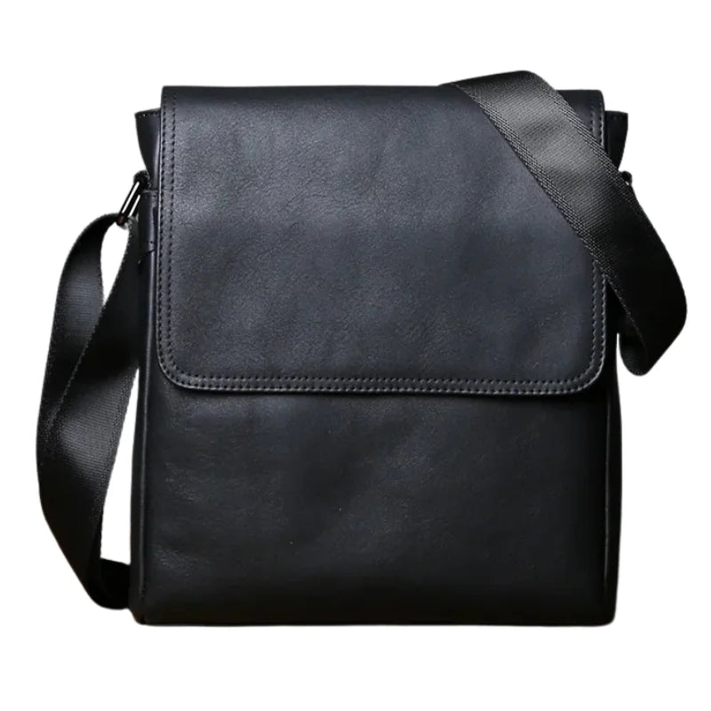 Men’s Leather Crossbody Bag - Vertical Flap Tablet Bag