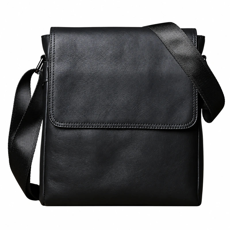 Men’s Leather Crossbody Bag - Vertical Flap Tablet Bag
