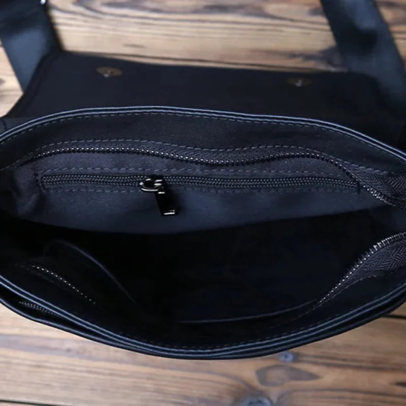 Men’s Leather Crossbody Bag - Vertical Flap Tablet Bag