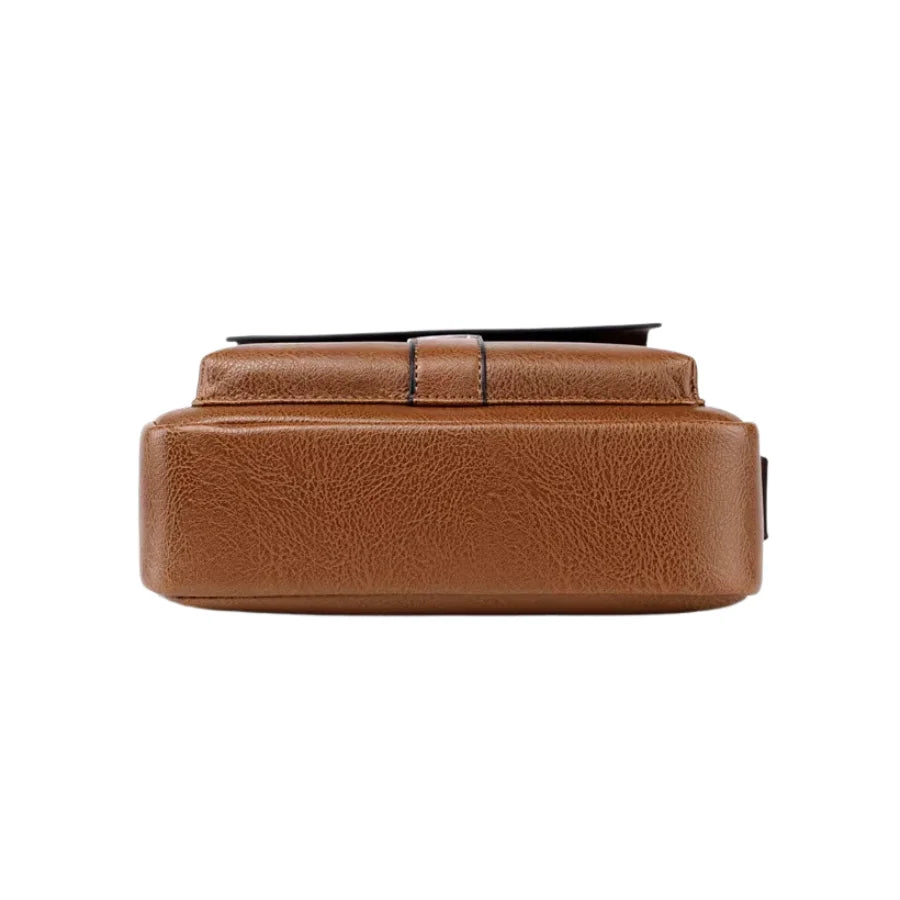 Men’s Leather Crossbody Bag - Vertical Multi-Pocket Shoulder Bag
