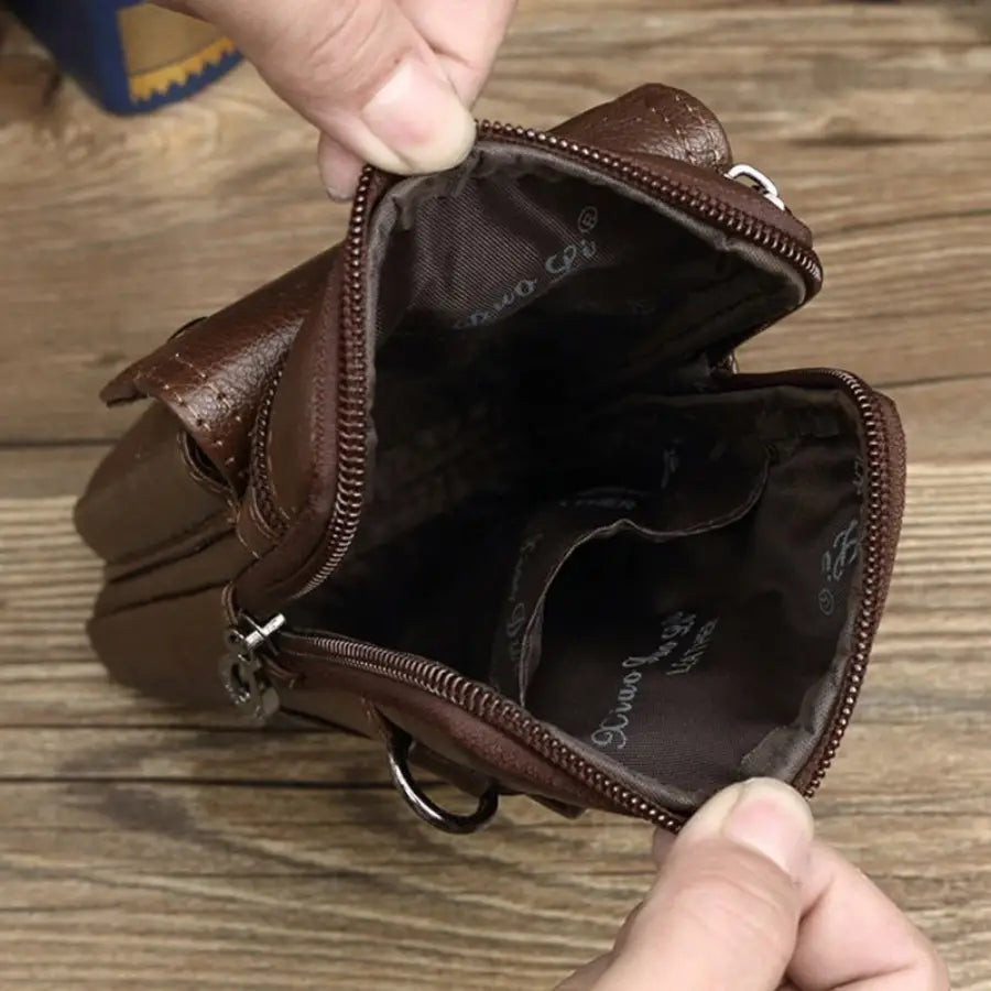 Men’s Leather Crossbody Bag – Vertical Phone Carry