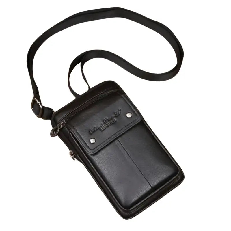 Men’s Leather Crossbody Bag – Vertical Phone Carry