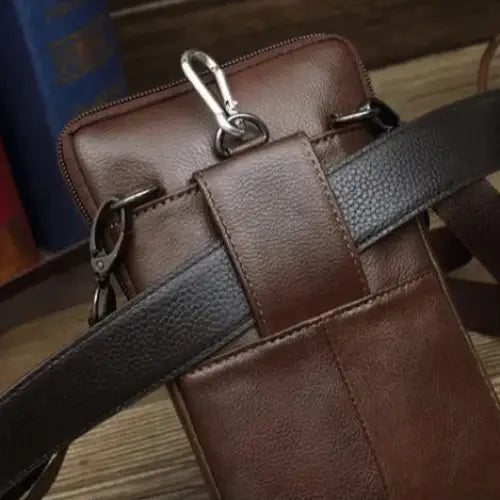 Men’s Leather Crossbody Bag – Vertical Phone Carry