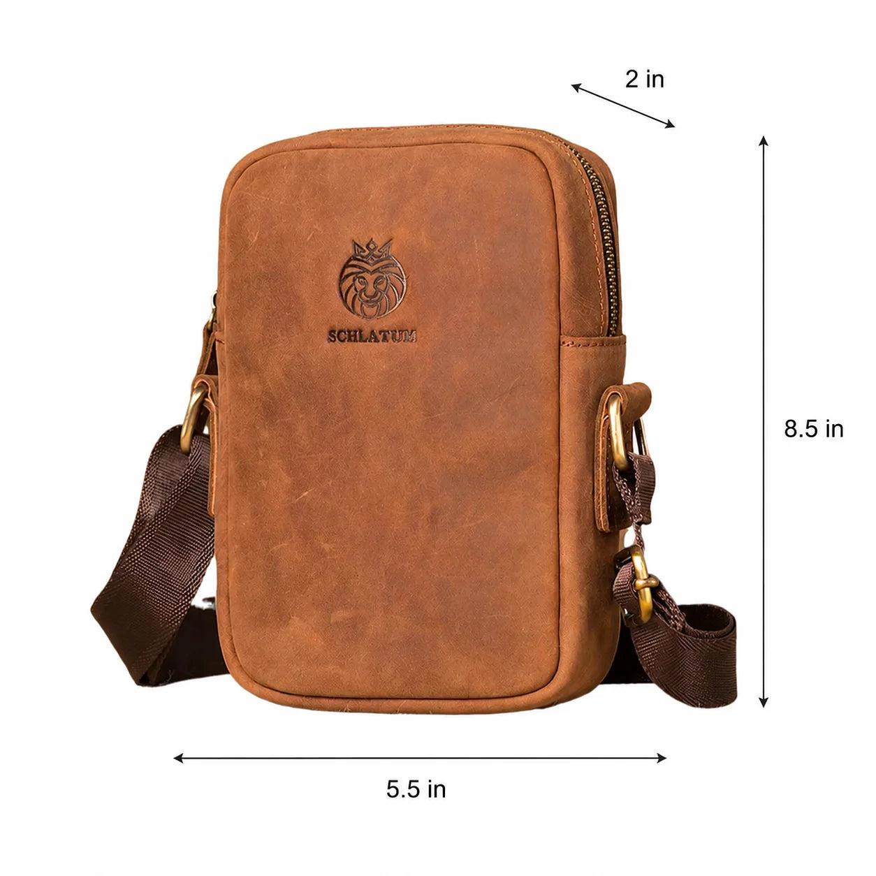 Men’s Leather Crossbody Bag - Vertical Phone Pocket Carry