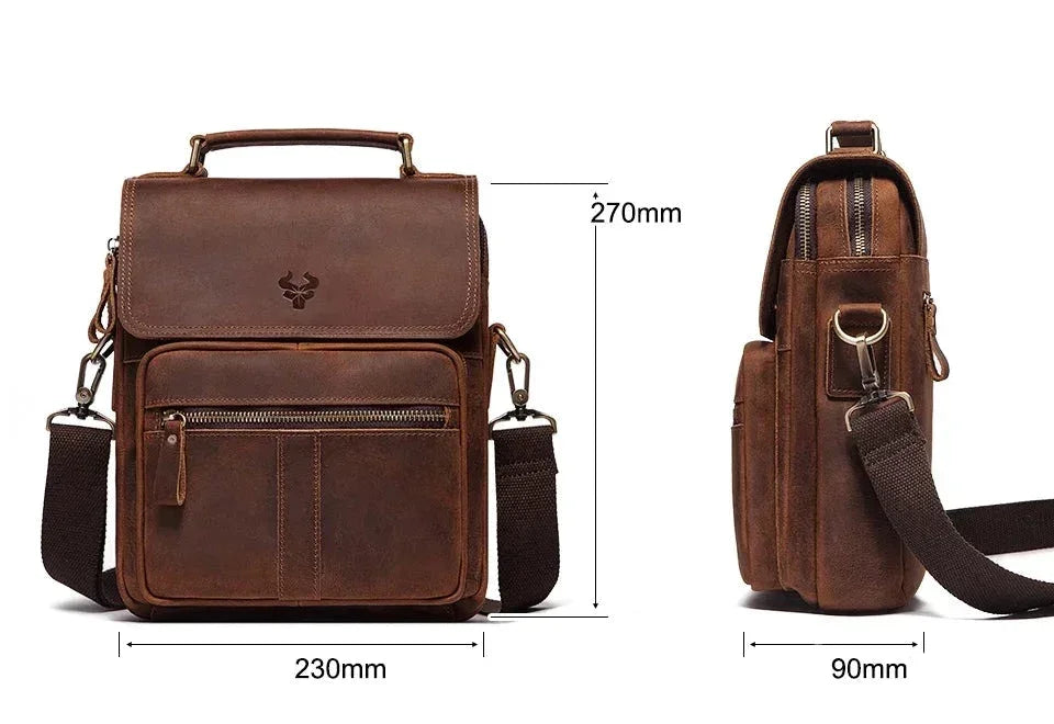 Men’s Leather Crossbody Bag – Vintage Flap Everyday Carry