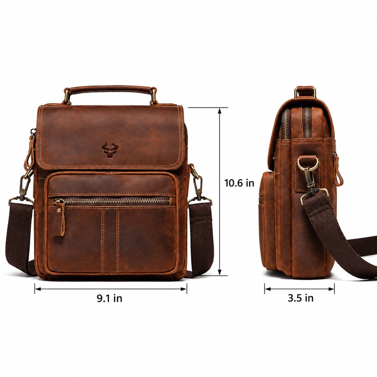 Men’s Leather Crossbody Bag – Vintage Flap Everyday Carry