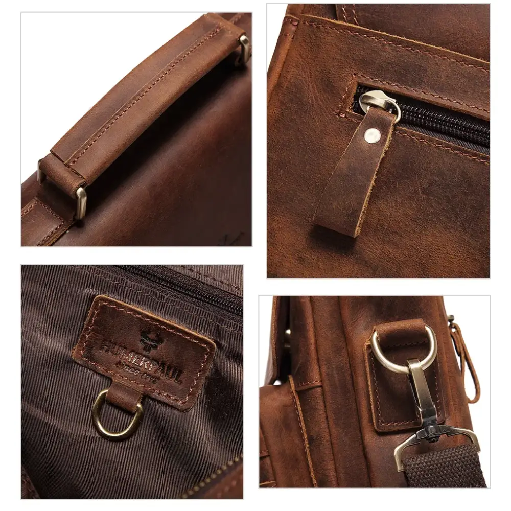 Men’s Leather Crossbody Bag – Vintage Flap Everyday Carry