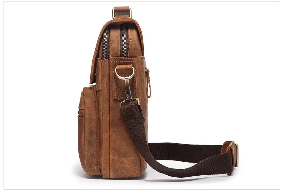 Men’s Leather Crossbody Bag – Vintage Flap Everyday Carry