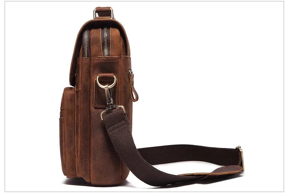 Men’s Leather Crossbody Bag – Vintage Flap Everyday Carry