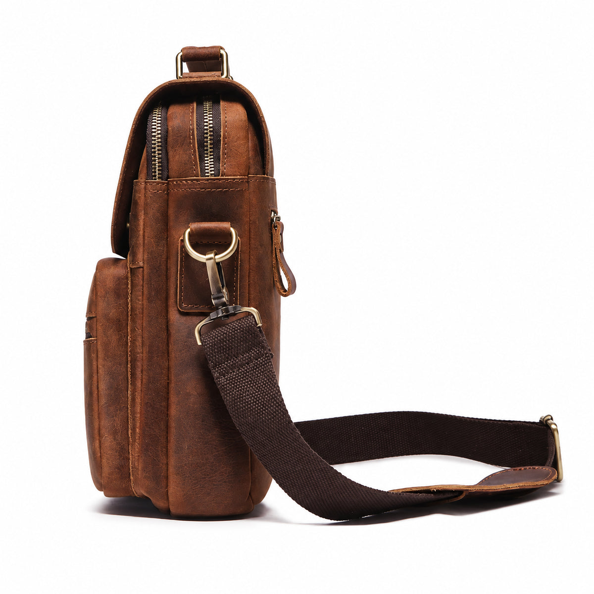 Men’s Leather Crossbody Bag – Vintage Flap Everyday Carry