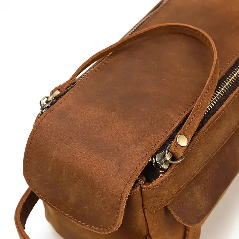 Men’s Leather Dopp Kit - Full-Grain Travel Toiletry Bag