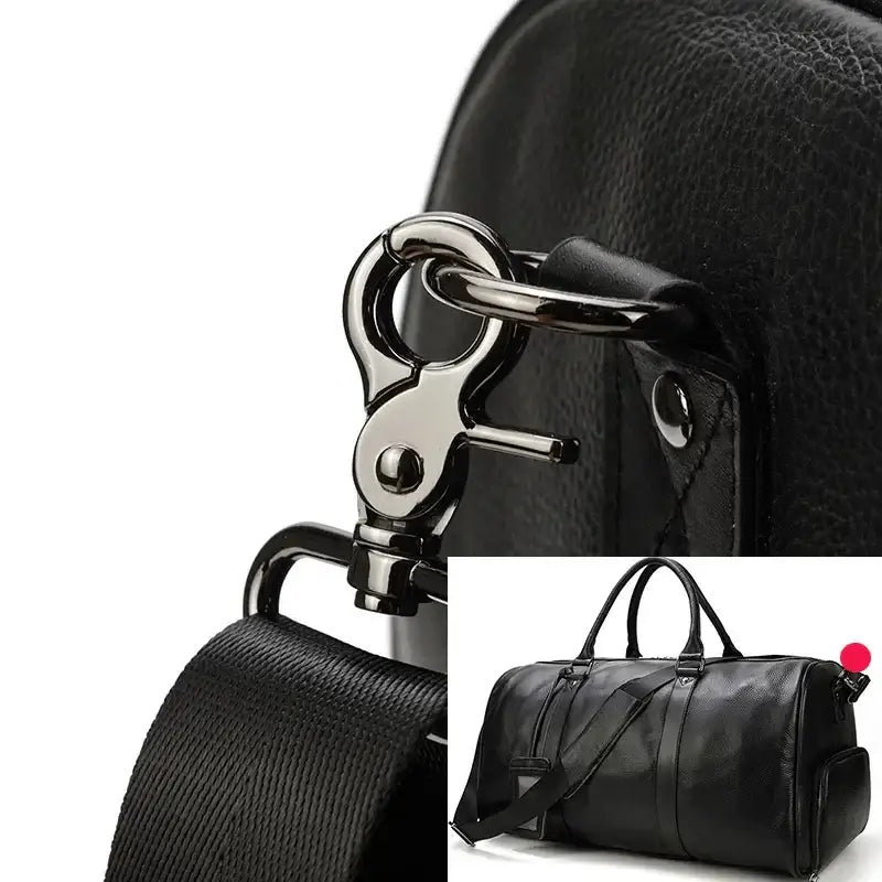 Men’s Leather Duffel Bag – Large Capacity with Shoe Compartment