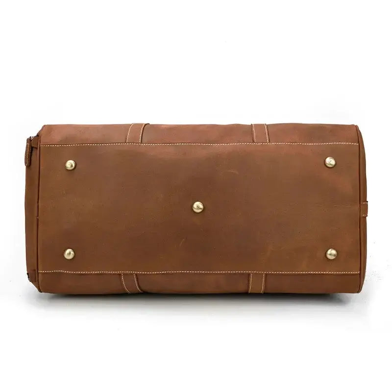 Men’s Leather Duffel Bag – Large Capacity with Shoe Compartment