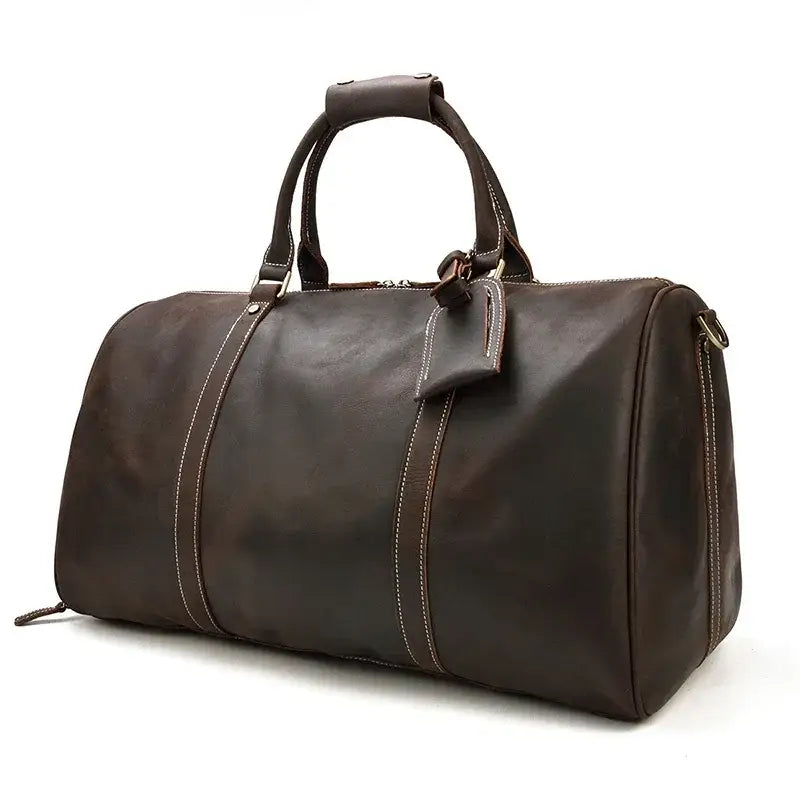 Men’s Leather Duffel Bag – Large Capacity with Shoe Compartment