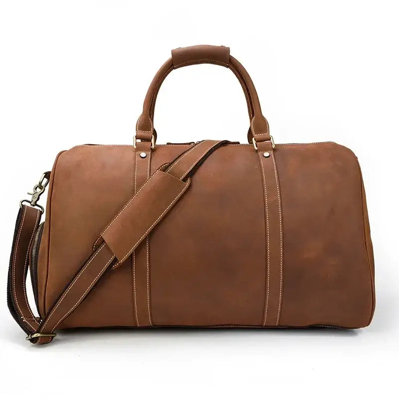 Men’s Leather Duffel Bag – Large Capacity with Shoe Compartment